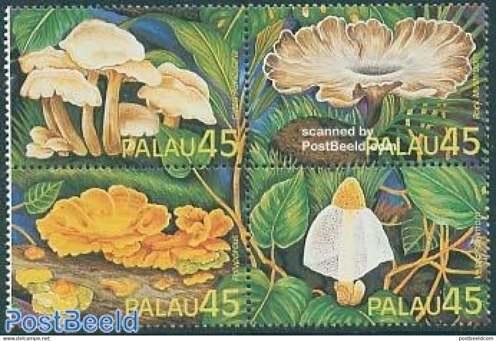 Palau 1989 Mushrooms 4v [+], Mint NH, Nature - Mushrooms - Mushrooms