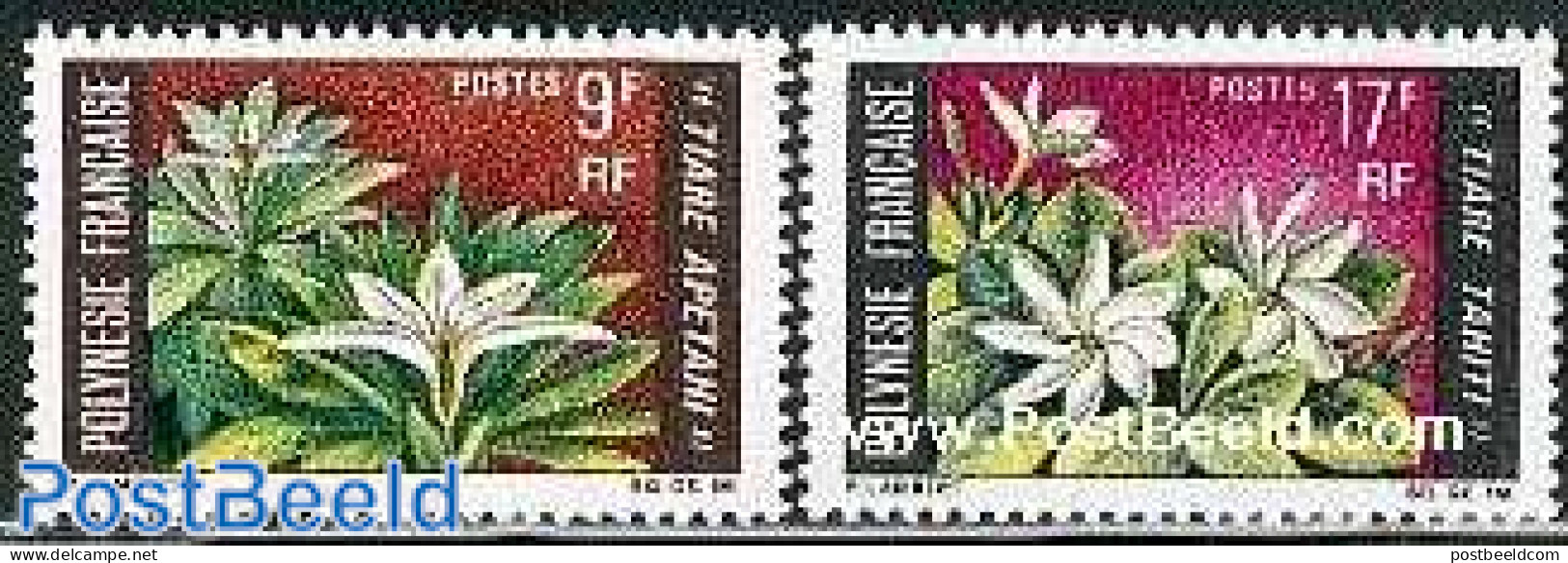 French Polynesia 1969 Flowers 2v, Mint NH, Nature - Flowers & Plants - Unused Stamps