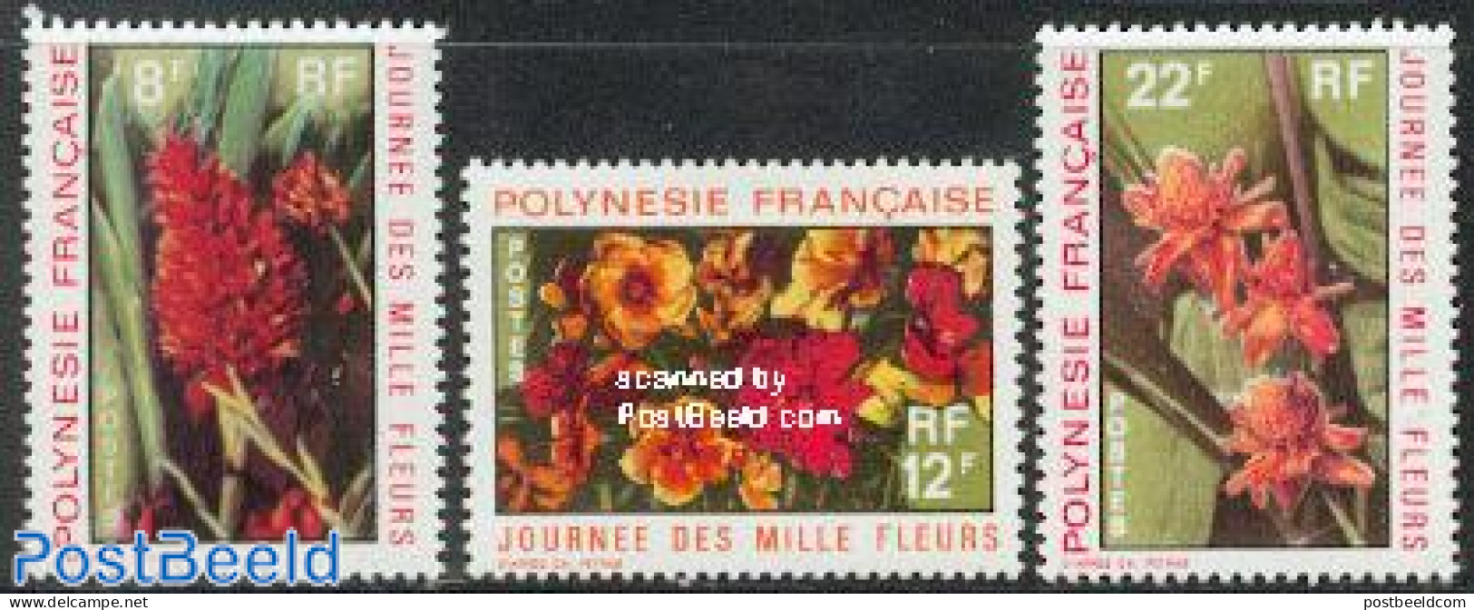 French Polynesia 1971 Flowers 3v, Mint NH, Nature - Flowers & Plants - Neufs