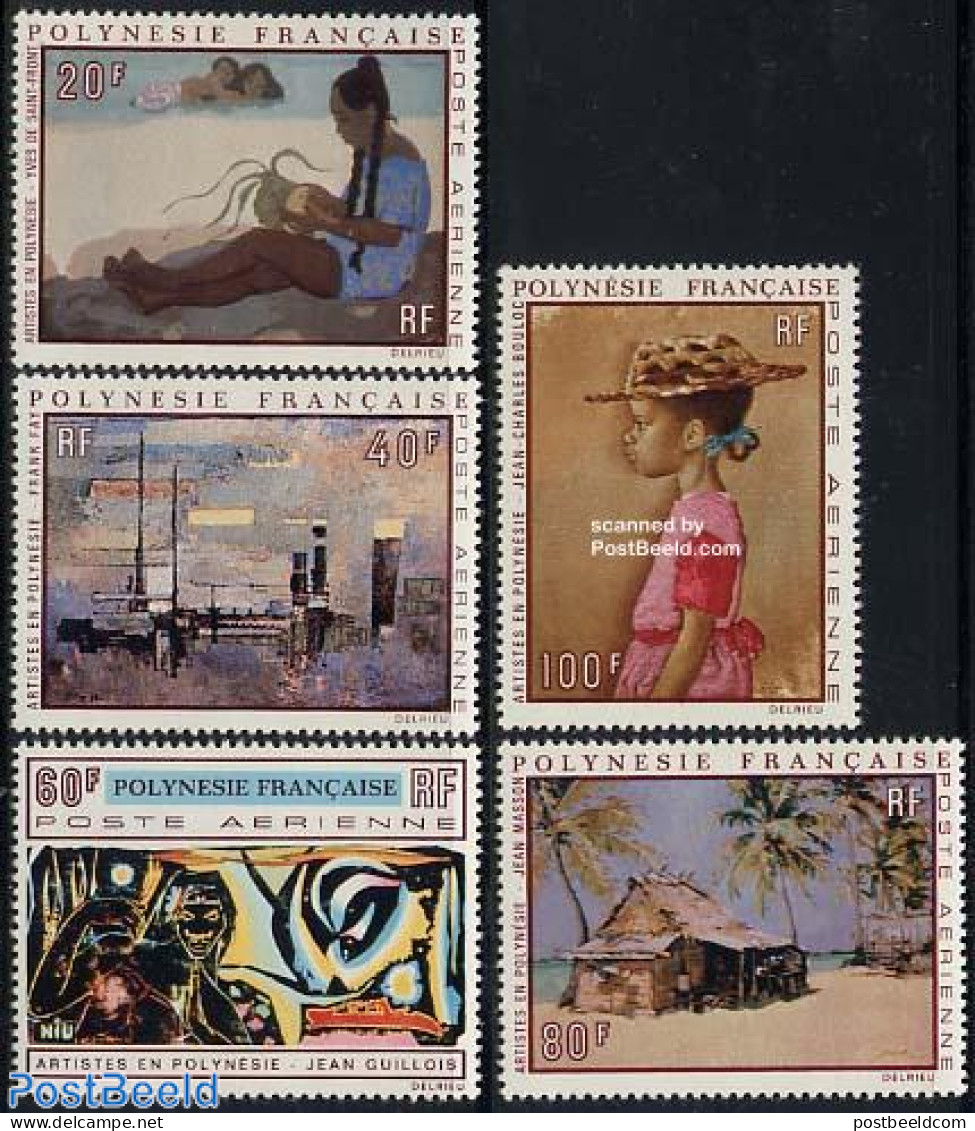 French Polynesia 1970 Paintings 5v, Mint NH, Transport - Ships And Boats - Art - Modern Art (1850-present) - Paintings - Ongebruikt