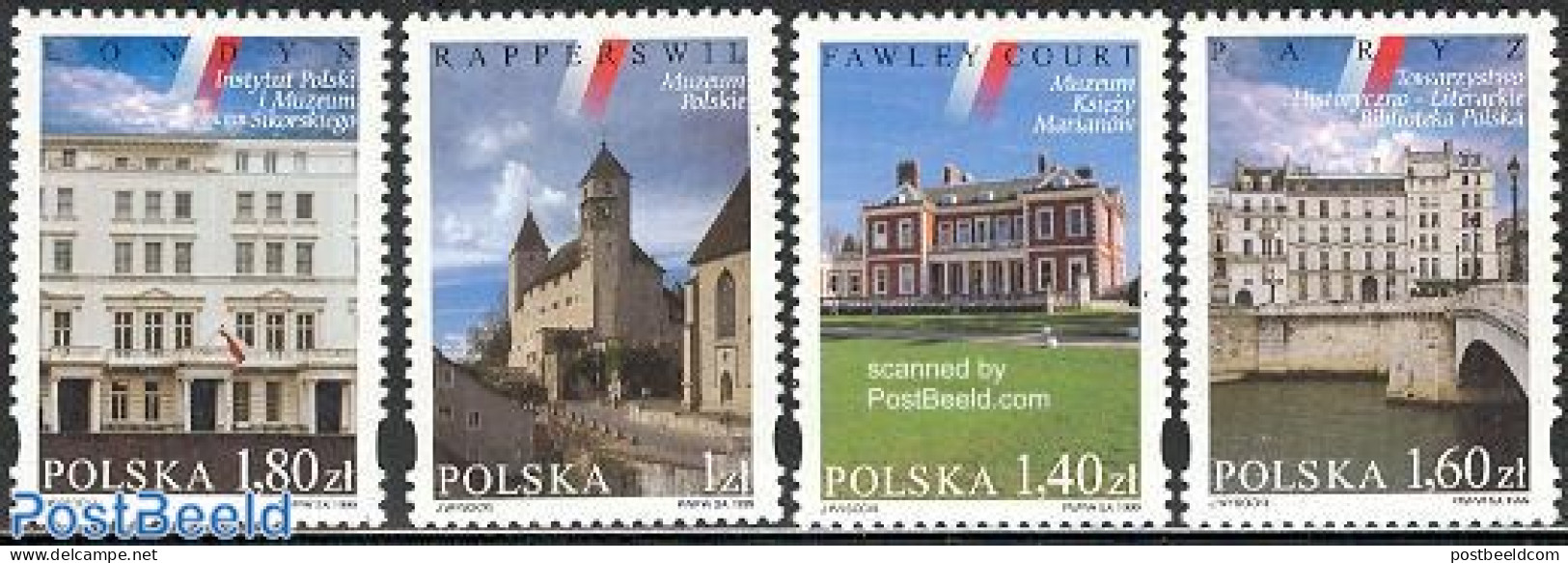 Poland 1999 Foreign Cities 4v, Mint NH, Art - Architecture - Bridges And Tunnels - Castles & Fortifications - Libraries - Unused Stamps