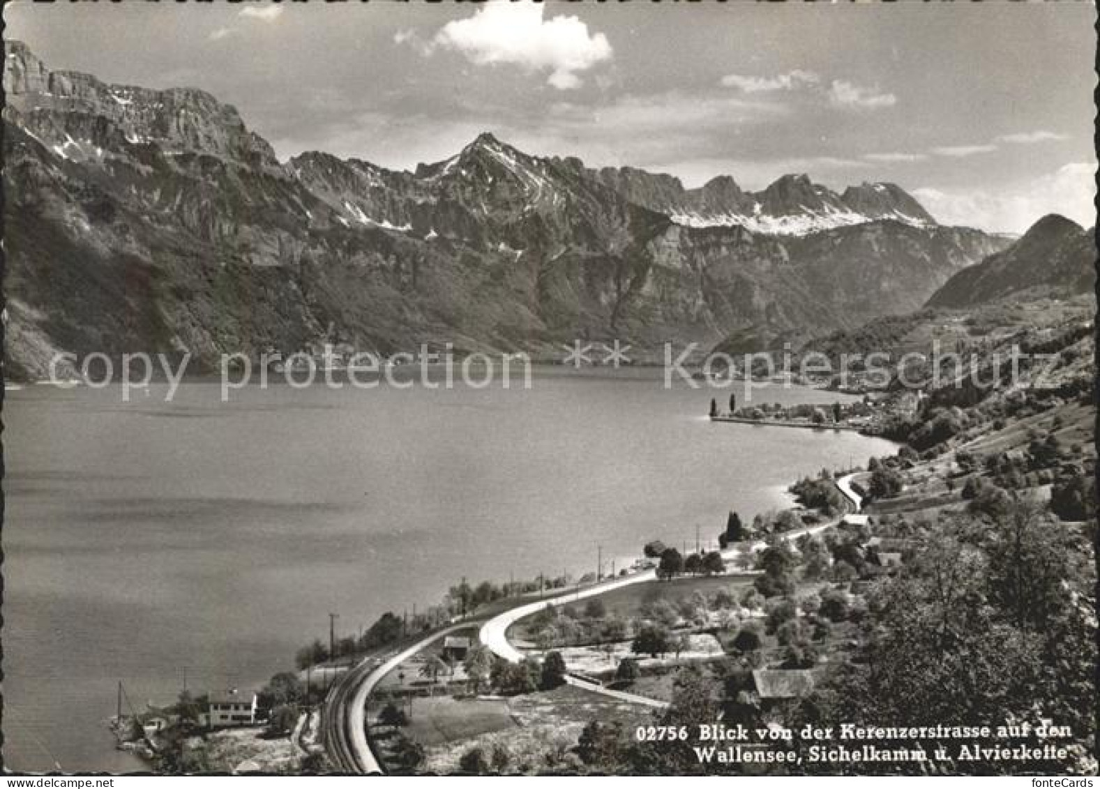 11631492 Filzbach Blick Von Der Kerenzerstrasse Auf Walensee Sichelkamm Und Alvi - Autres & Non Classés