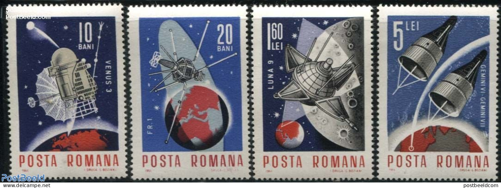 Romania 1966 Space Program 4v, Mint NH, Transport - Space Exploration - Unused Stamps