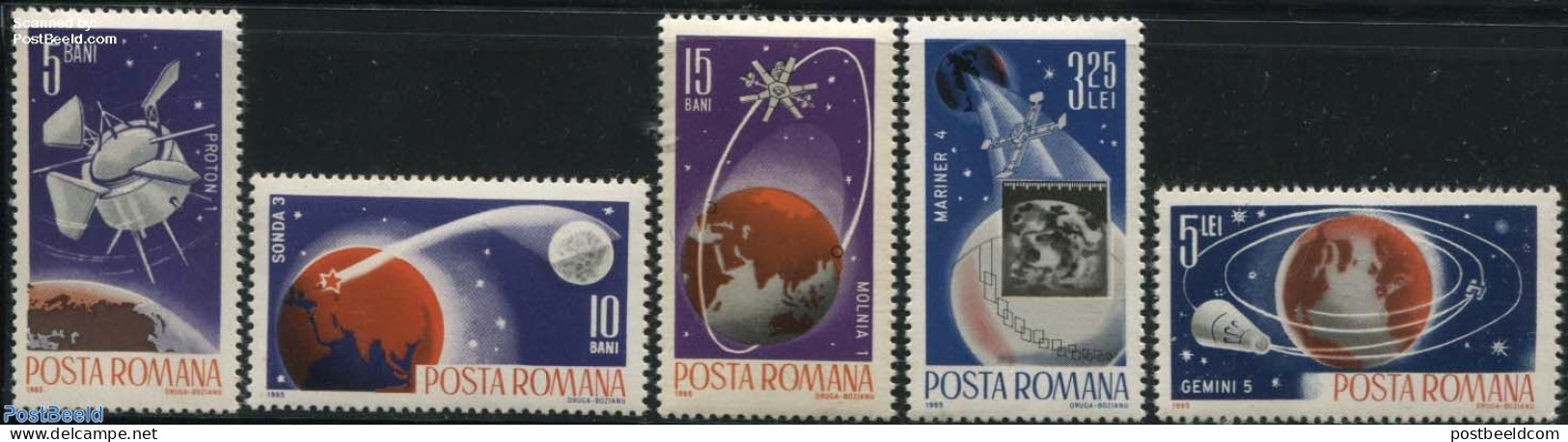 Romania 1965 Space 5v, Mint NH, Transport - Space Exploration - Unused Stamps