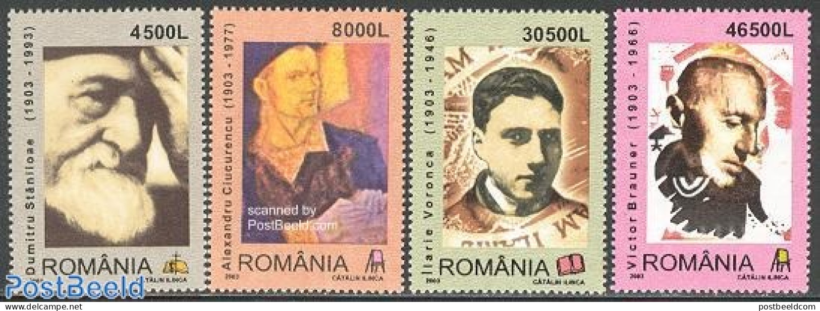 Romania 2003 Famous Persons 4v, Mint NH, Art - Authors - Self Portraits - Unused Stamps