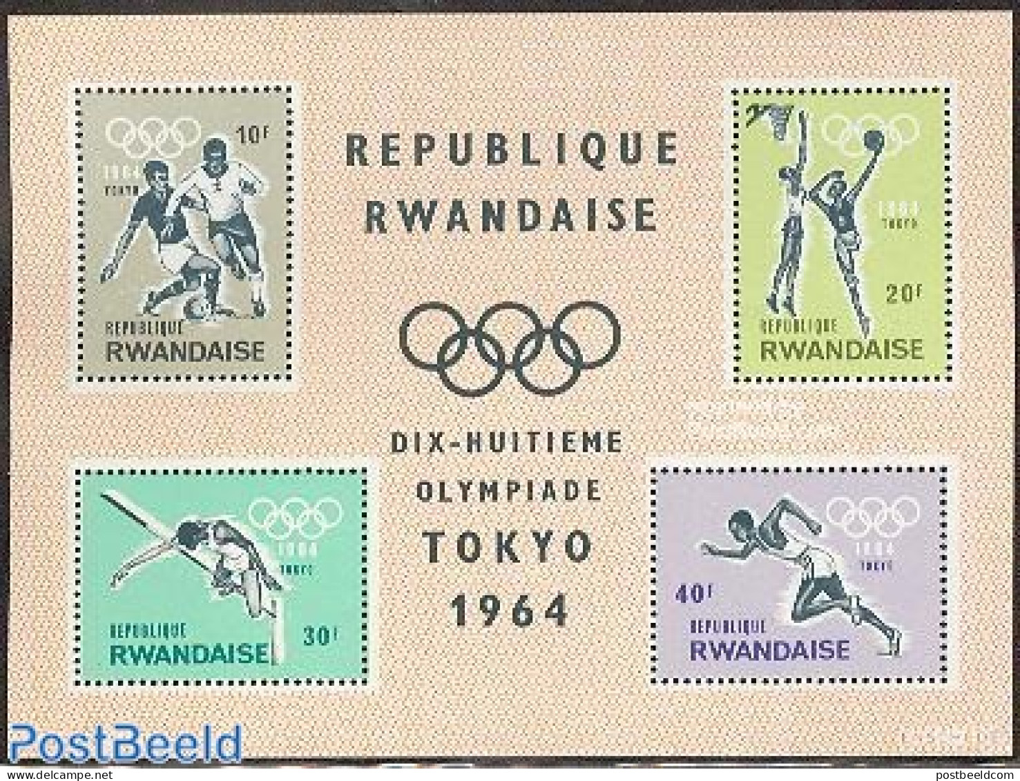 Rwanda 1964 Olympic Games Tokyo S/s, Mint NH, Sport - Athletics - Basketball - Football - Olympic Games - Athletics