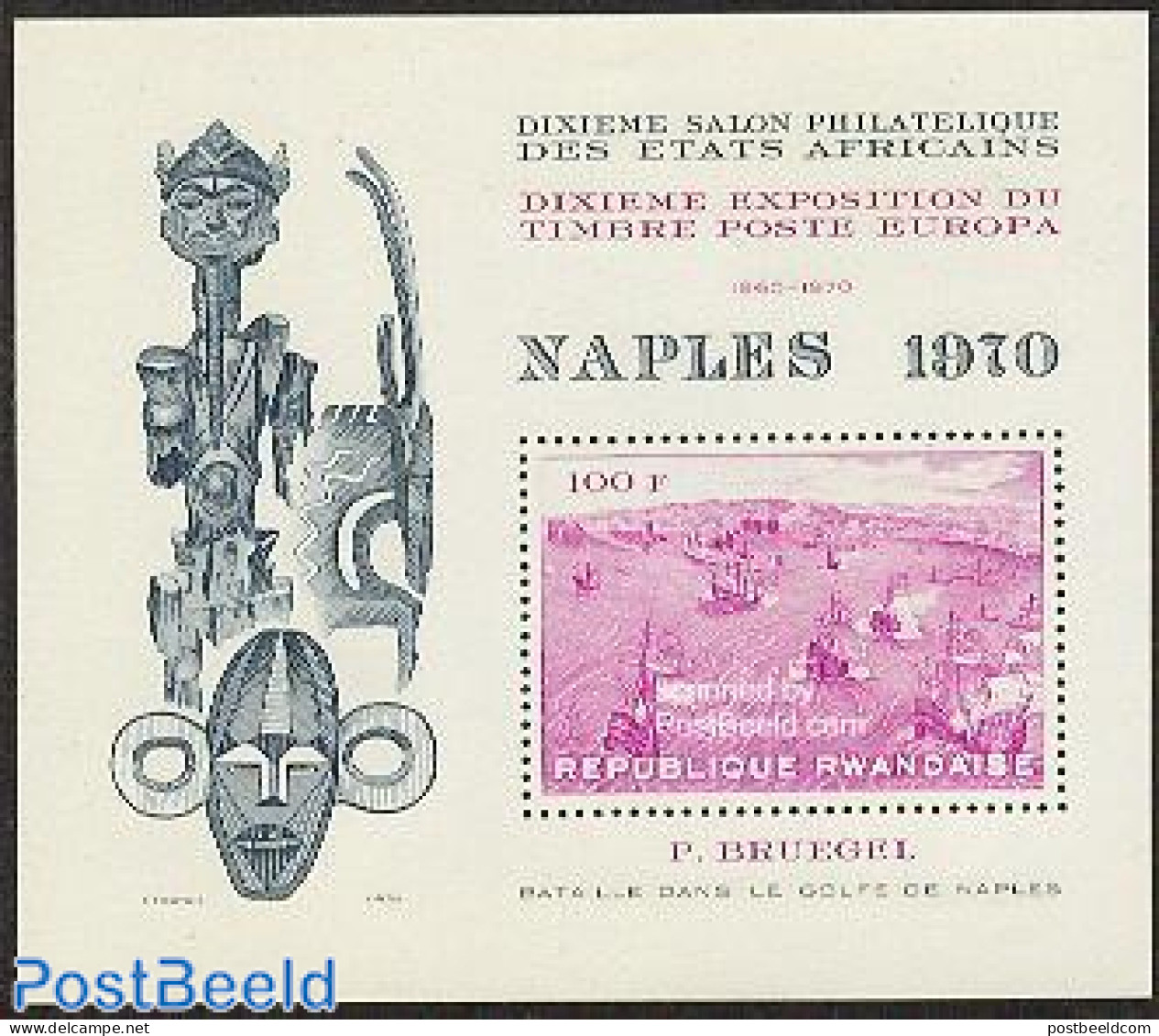 Rwanda 1970 Napels S/s, Mint NH, Transport - Philately - Ships And Boats - Art - Paintings - Schiffe