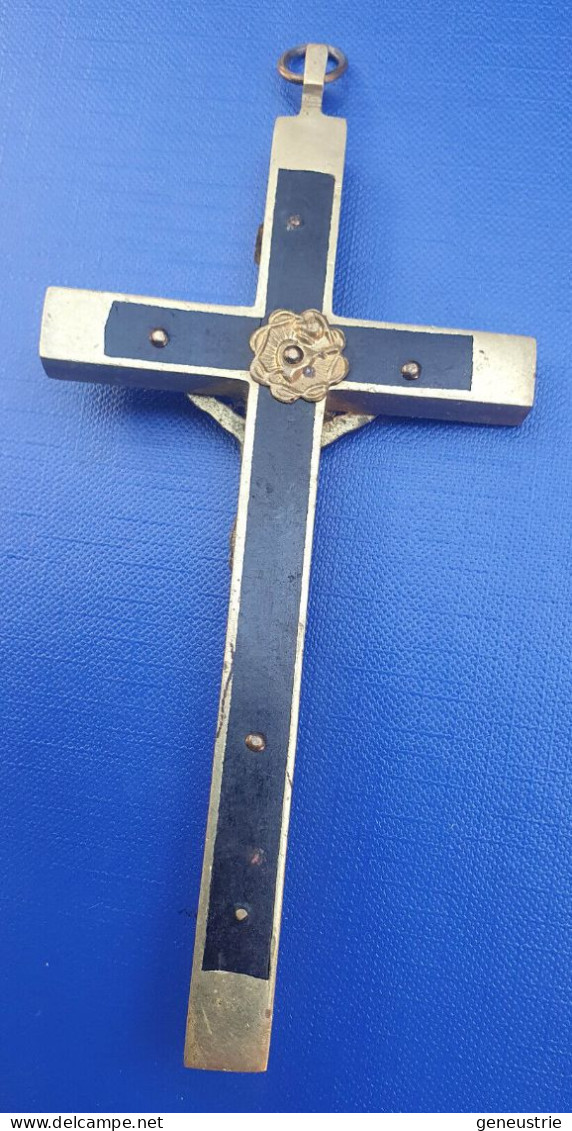 Grande Croix Pectorale Bronze Et Bois Début XXe - Crucifix - Religious Medal - Religion &  Esoterik