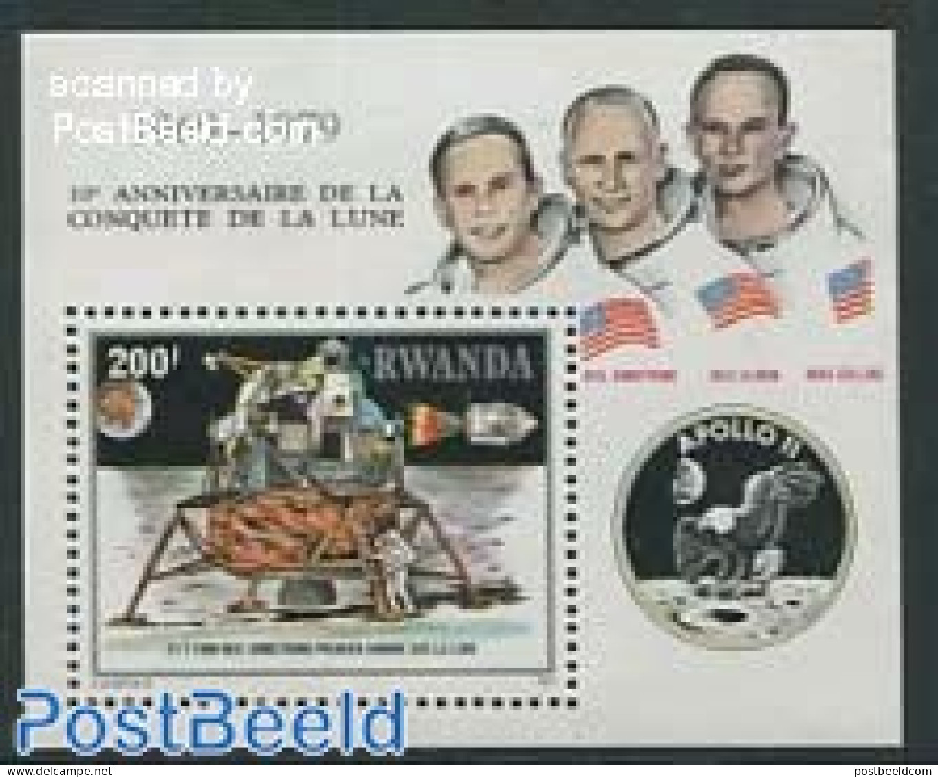 Rwanda 1980 Moonlanding S/s, Mint NH, Transport - Space Exploration - Andere & Zonder Classificatie