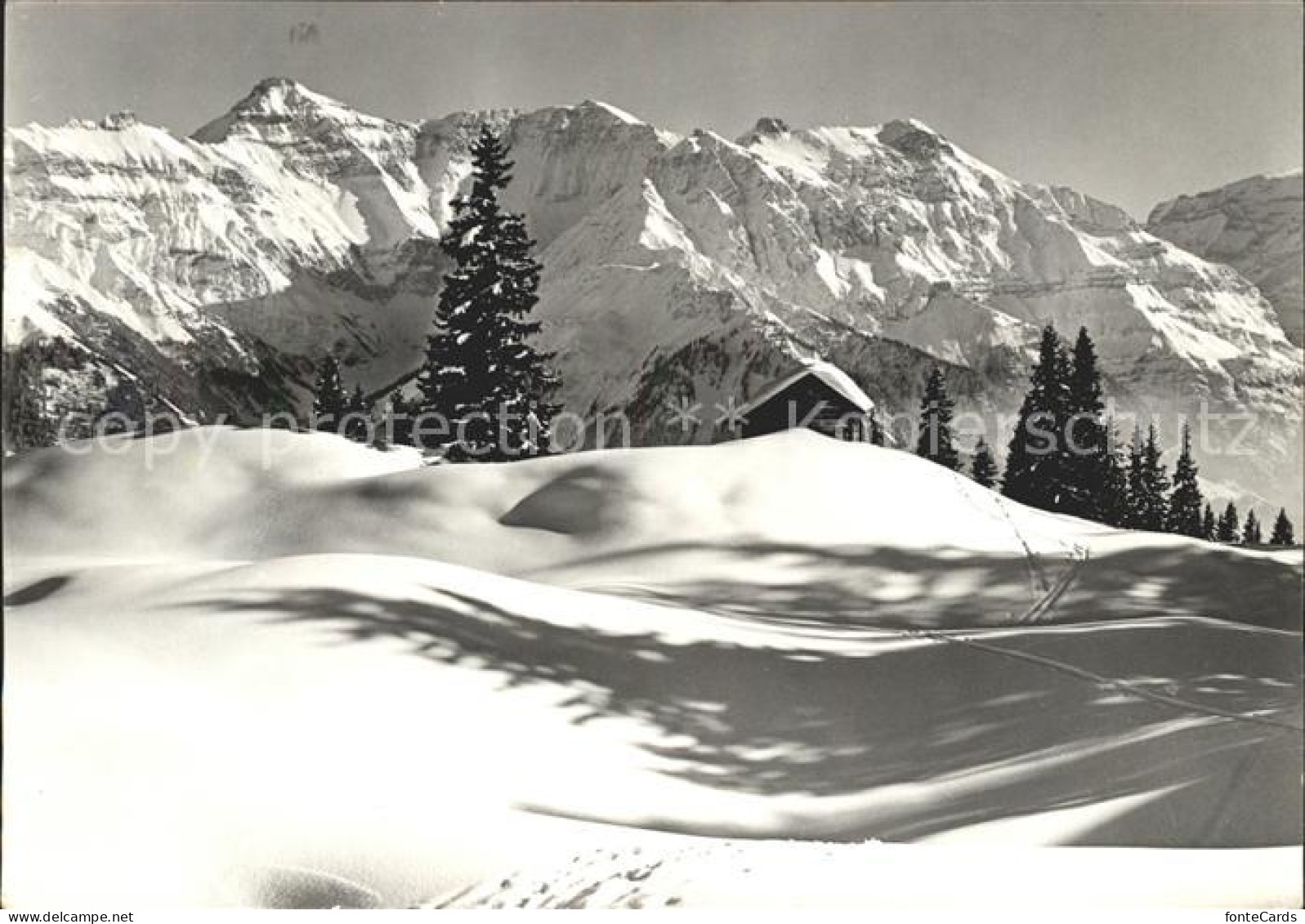 11631490 Braunwald GL Skigebiet Am Rotberg Mit Hausstock Glarner Alpen Berghuett - Autres & Non Classés