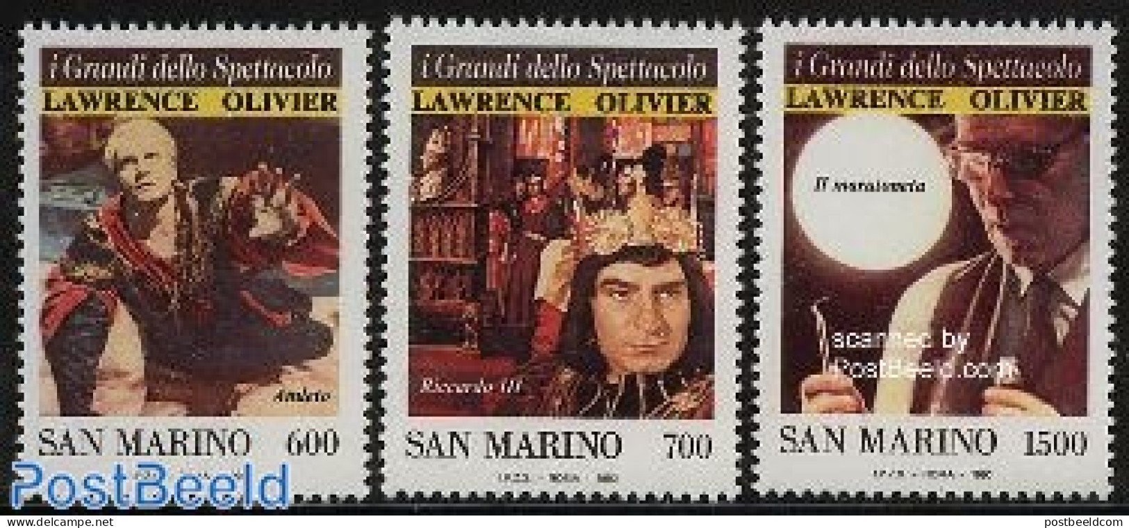 San Marino 1990 I Grandi Della Spettacolo 3v, Mint NH, Performance Art - Theatre - Nuovi