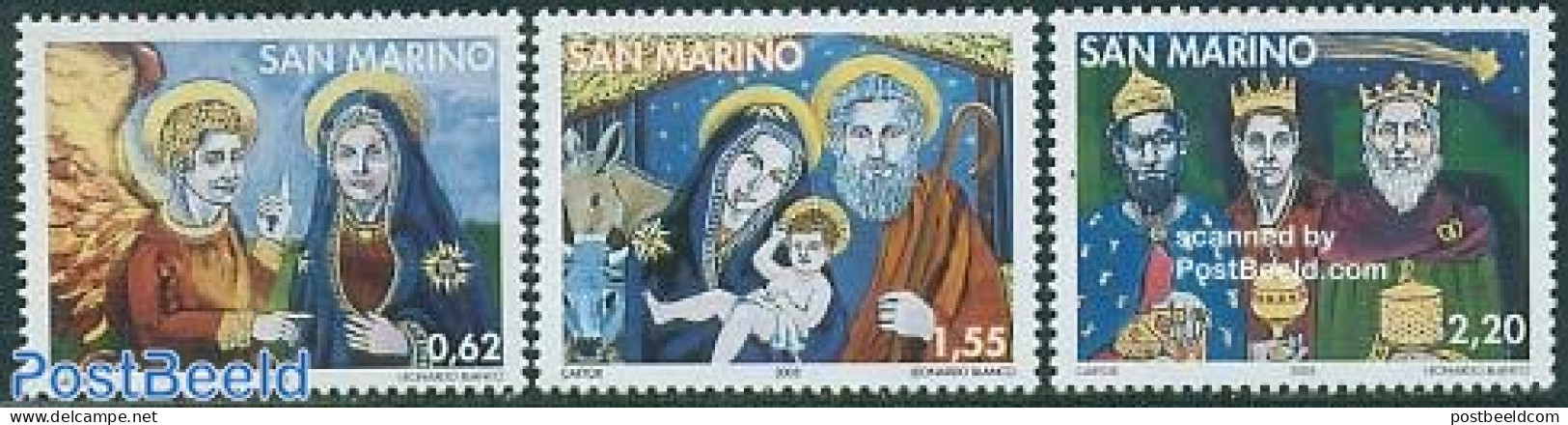 San Marino 2005 Christmas 3v, Mint NH, Religion - Angels - Christmas - Unused Stamps