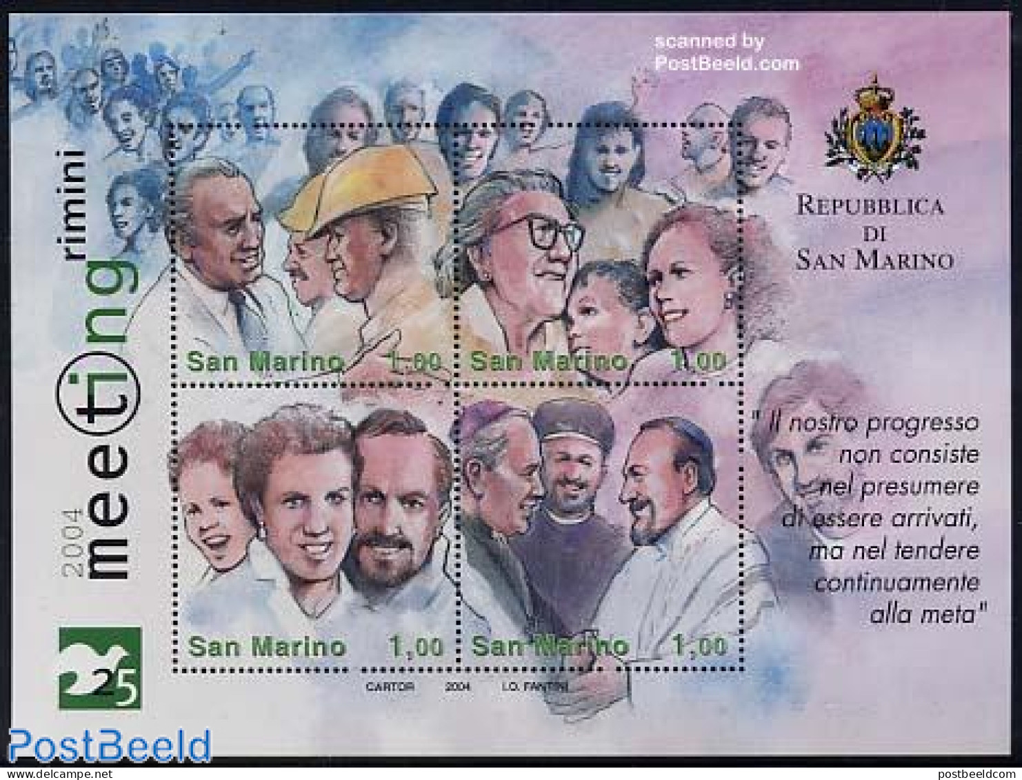 San Marino 2004 Rimini Meeting S/s, Mint NH, Religion - Religion - Unused Stamps