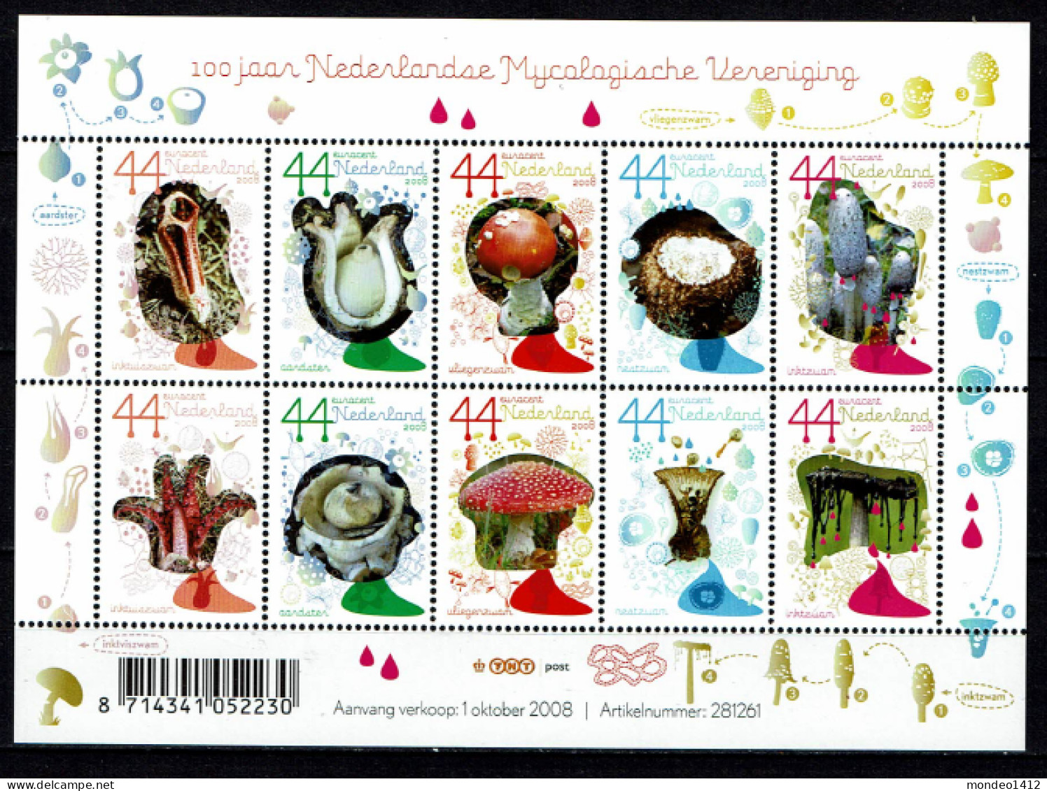 Nederland 2008 - NVPH 2593/2602 - Blok Block - Paddenstoel, Mushroom, Pilz  - MNH - Ungebraucht