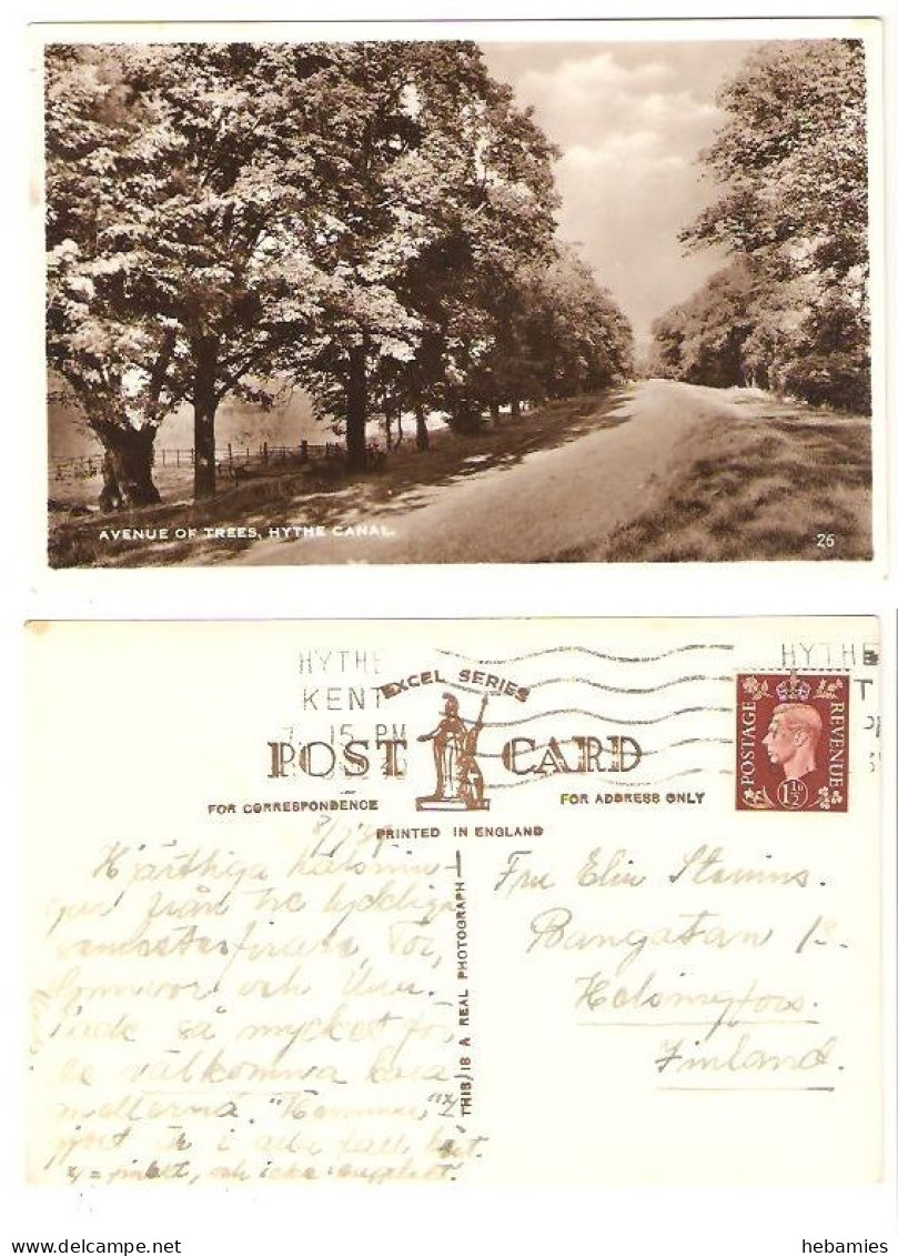 KENT - HYTHE CANAL - AVENUE OF TREES - Posted To Finland 1939 - ENGLAND - UK - - Andere & Zonder Classificatie