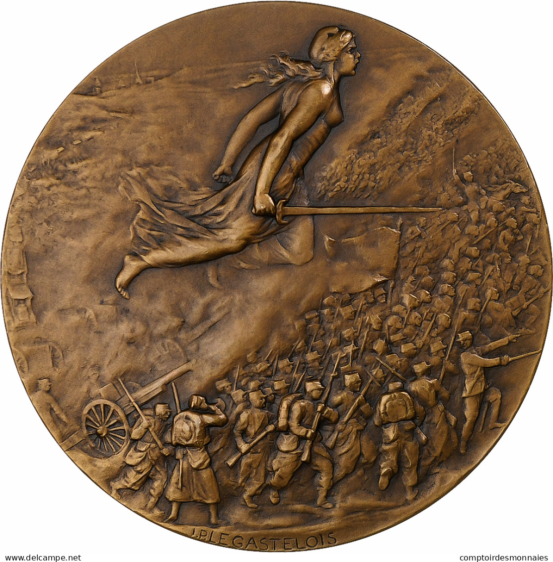 France, Médaille, Bataille De La Marne, Septembre 1914, 1914, Bronze - Other & Unclassified