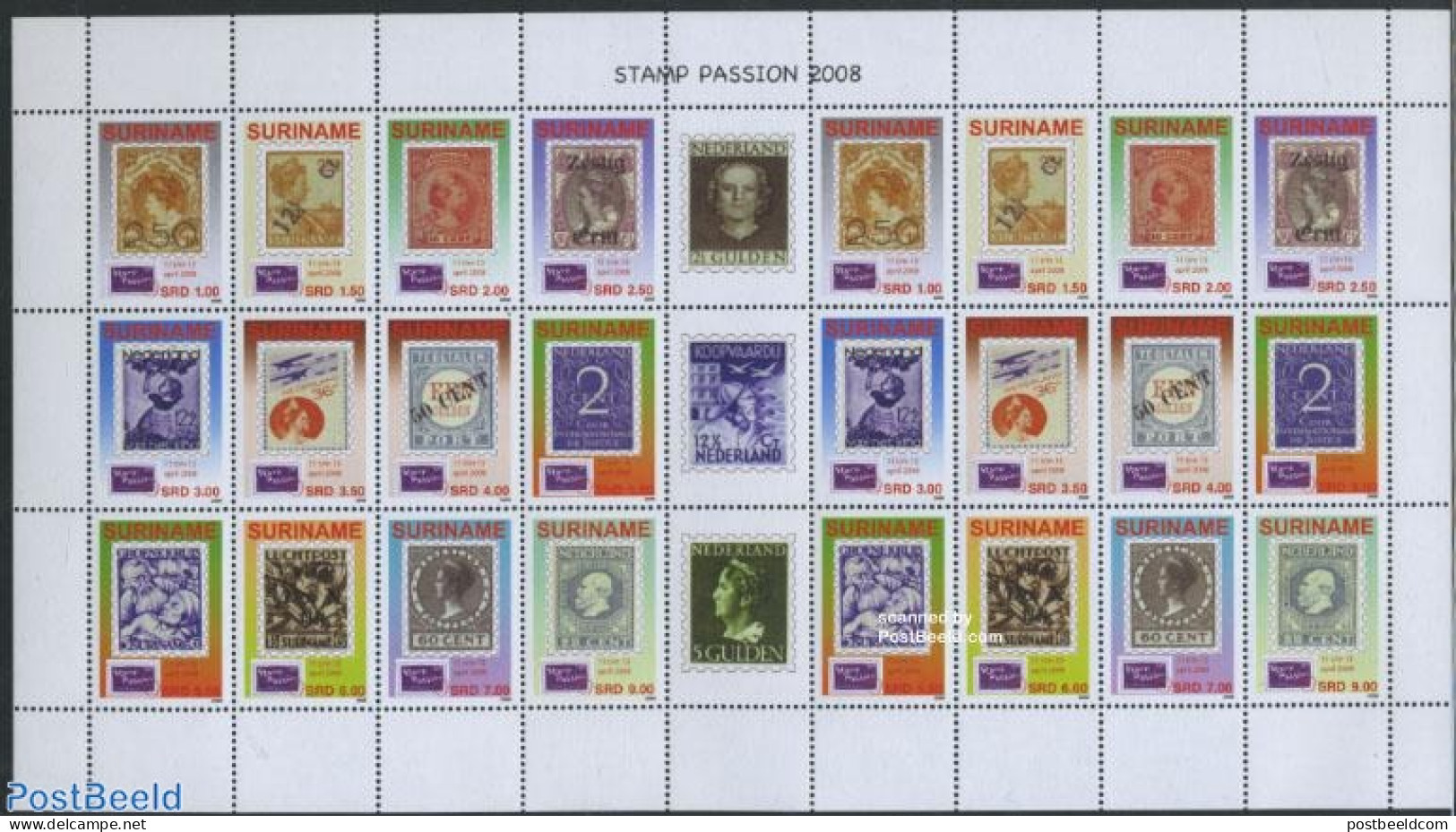 Suriname, Republic 2008 Stamp Passion M/s (with 2 Sets), Mint NH, Transport - Stamps On Stamps - Aircraft & Aviation - Francobolli Su Francobolli