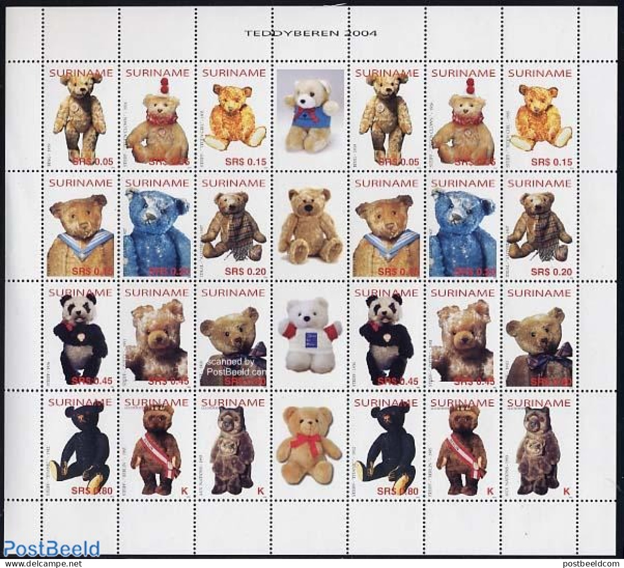 Suriname, Republic 2004 Teddy Bears 2x12v Sheet, Mint NH, Various - Teddy Bears - Toys & Children's Games - Suriname