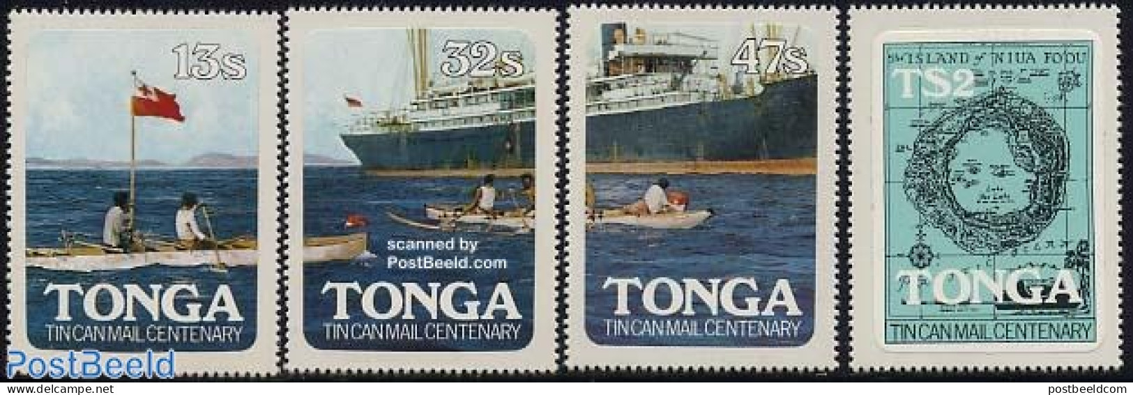Tonga 1982 Tin Can Mail 4v, Mint NH, Transport - Various - Post - Ships And Boats - Maps - Post