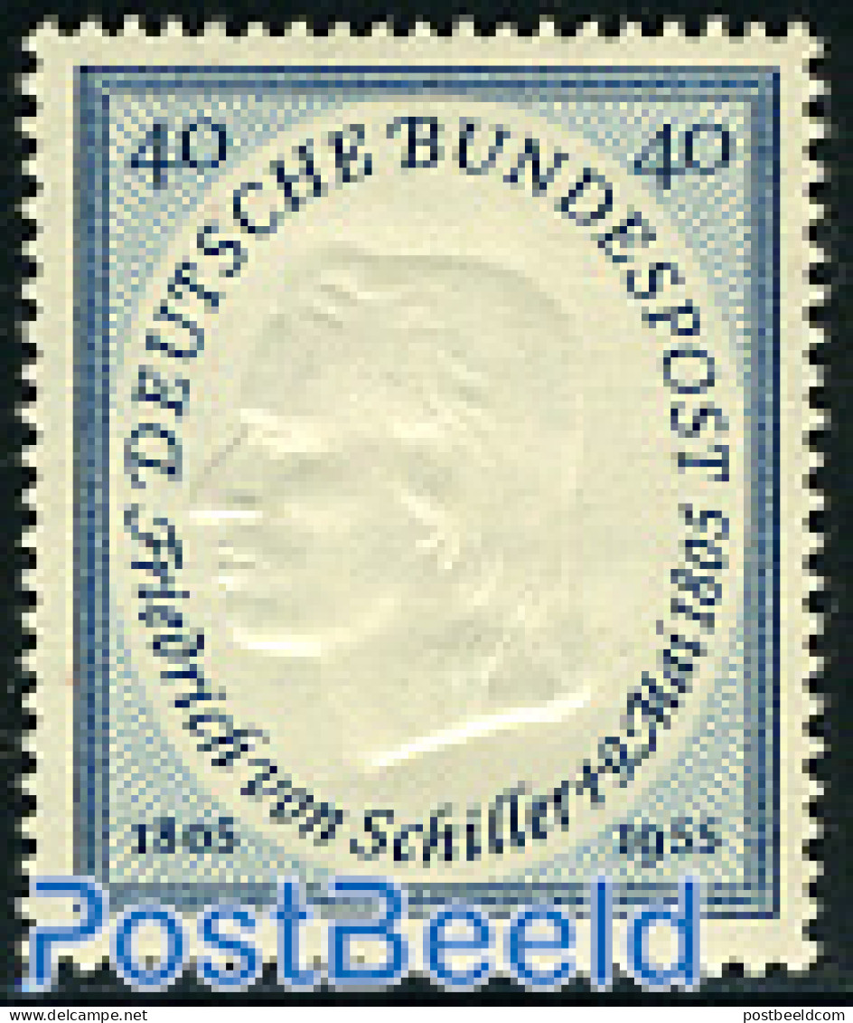 Germany, Federal Republic 1955 F. Von Schiller 1v, Mint NH, Art - Authors - Ungebraucht