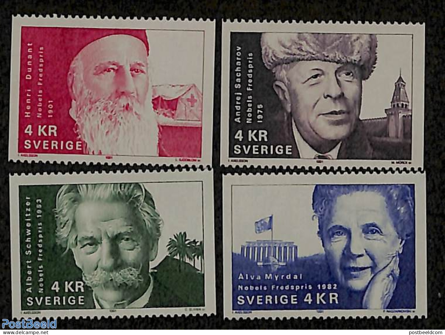 Sweden 1991 Nobel Prize Winners 4v, Mint NH, Health - History - Science - Health - Nobel Prize Winners - Women - Atom .. - Neufs