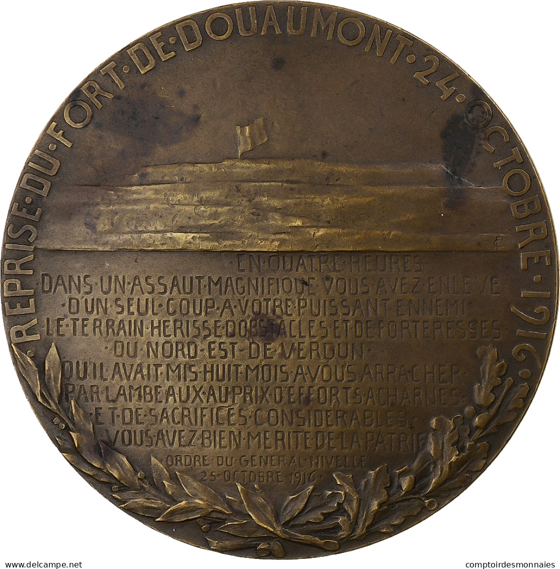 France, Médaille, Reprise Du Fort De Douaumont, 1916, Bronze, Pillet, TTB+ - Andere & Zonder Classificatie