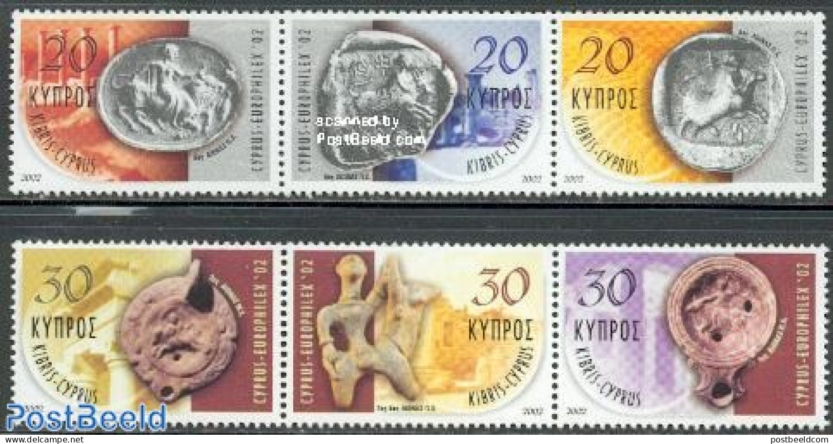 Cyprus 2002 Europhilex 2x3v [::], Mint NH, History - Various - Archaeology - Europa Hang-on Issues - Philately - Money.. - Ongebruikt