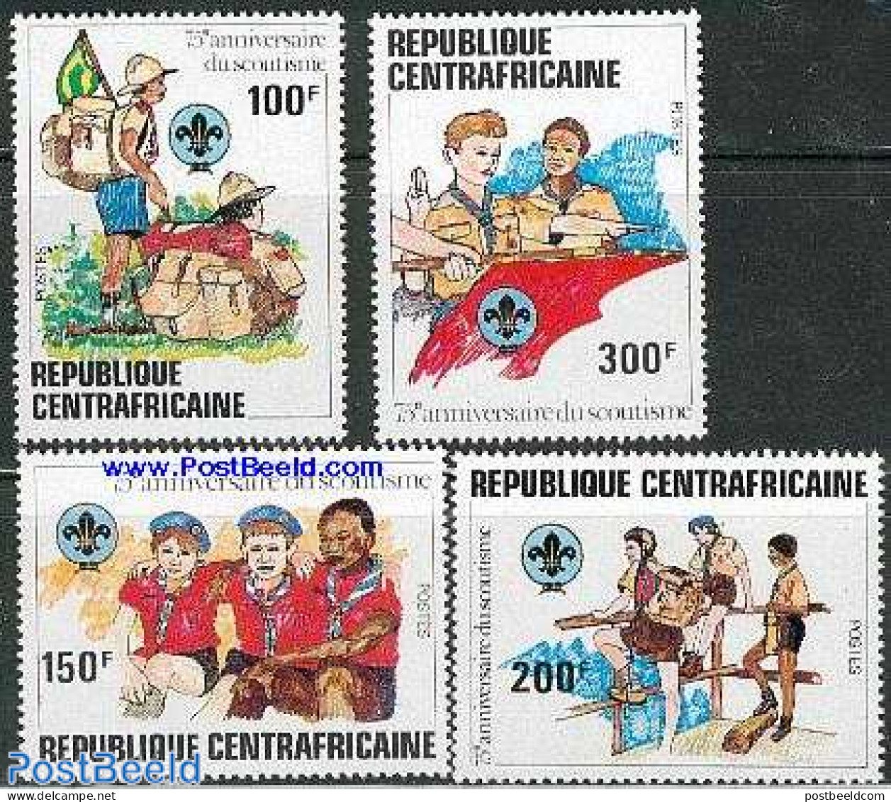 Central Africa 1982 75 Years Scouting 4v, Mint NH, Sport - Scouting - Repubblica Centroafricana
