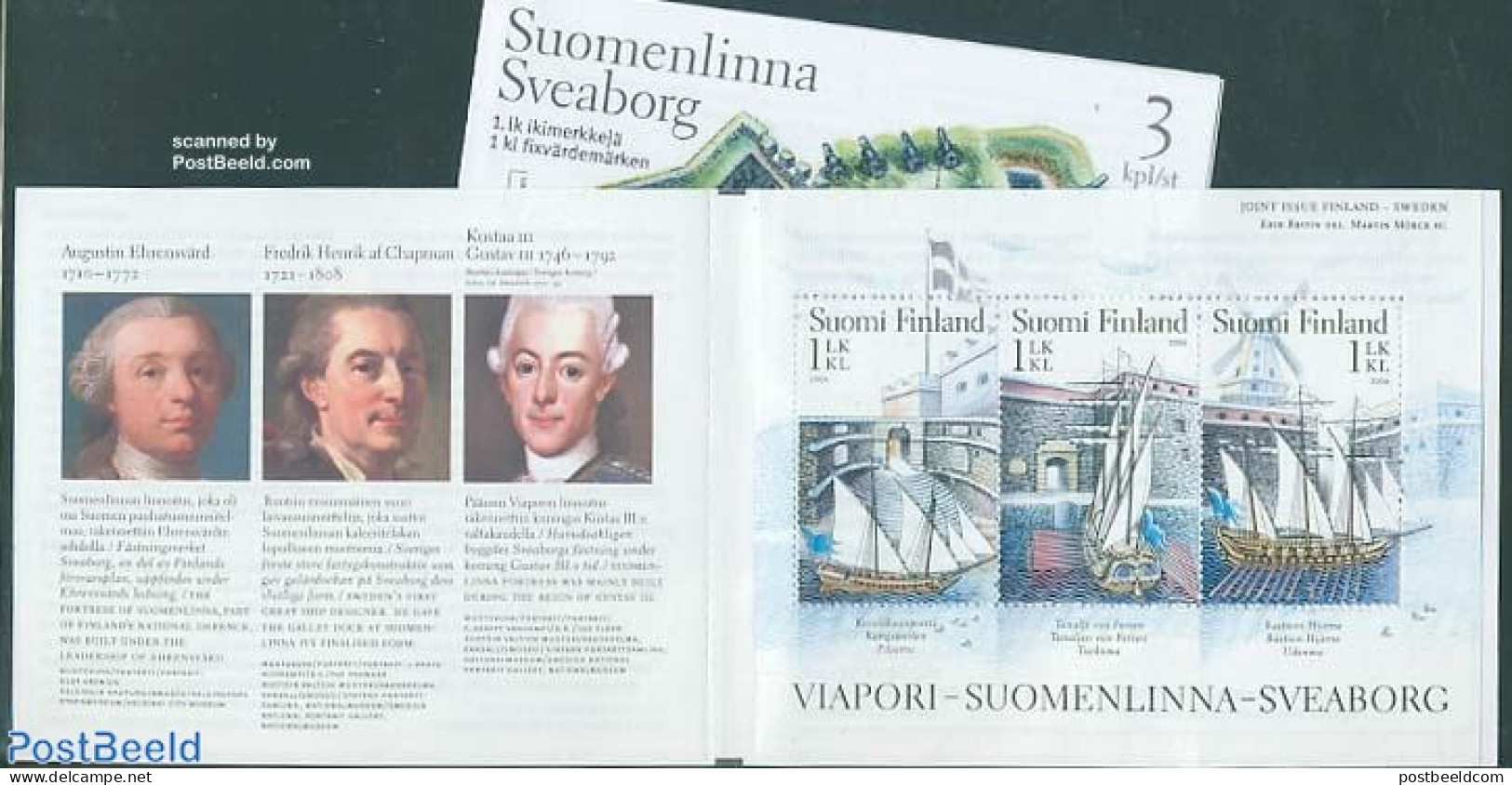 Finland 2006 Sveaborg Castle 3v In Booklet, Joint Isue Sweden, Mint NH, Transport - Various - Stamp Booklets - Ships A.. - Ongebruikt