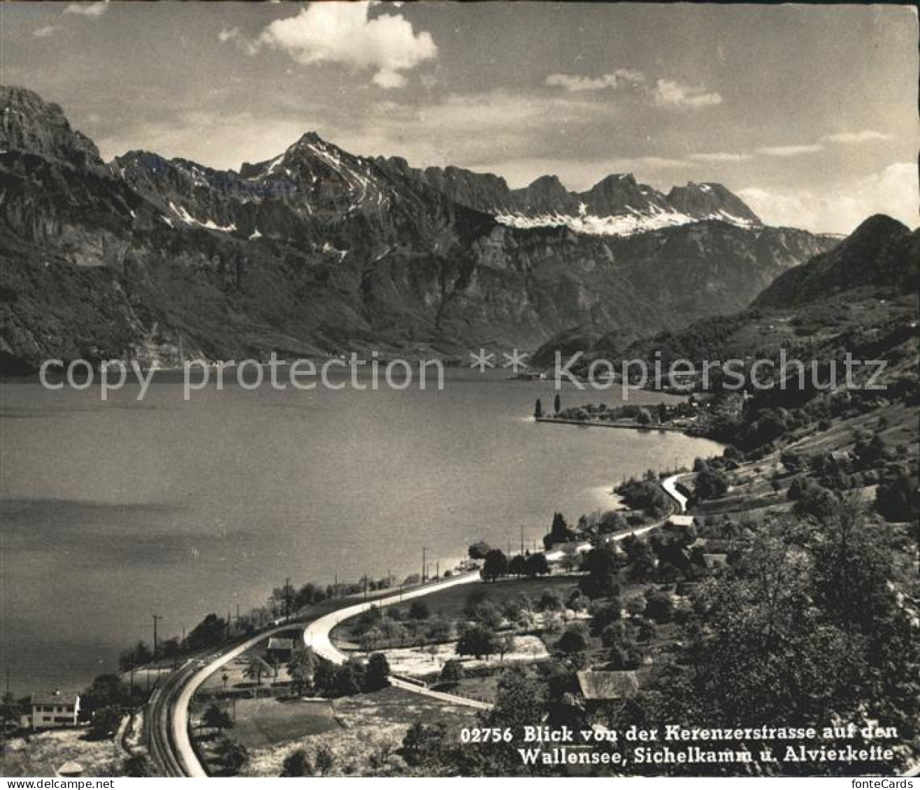 11631441 Filzbach Blick Von Der Kerenzerstrasse Auf Walensee Sichelkamm Und Alvi - Sonstige & Ohne Zuordnung