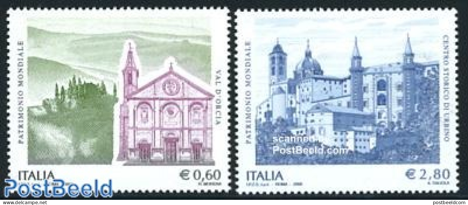 Italy 2008 World Heritage 2v, Mint NH, History - Unesco - World Heritage - Other & Unclassified