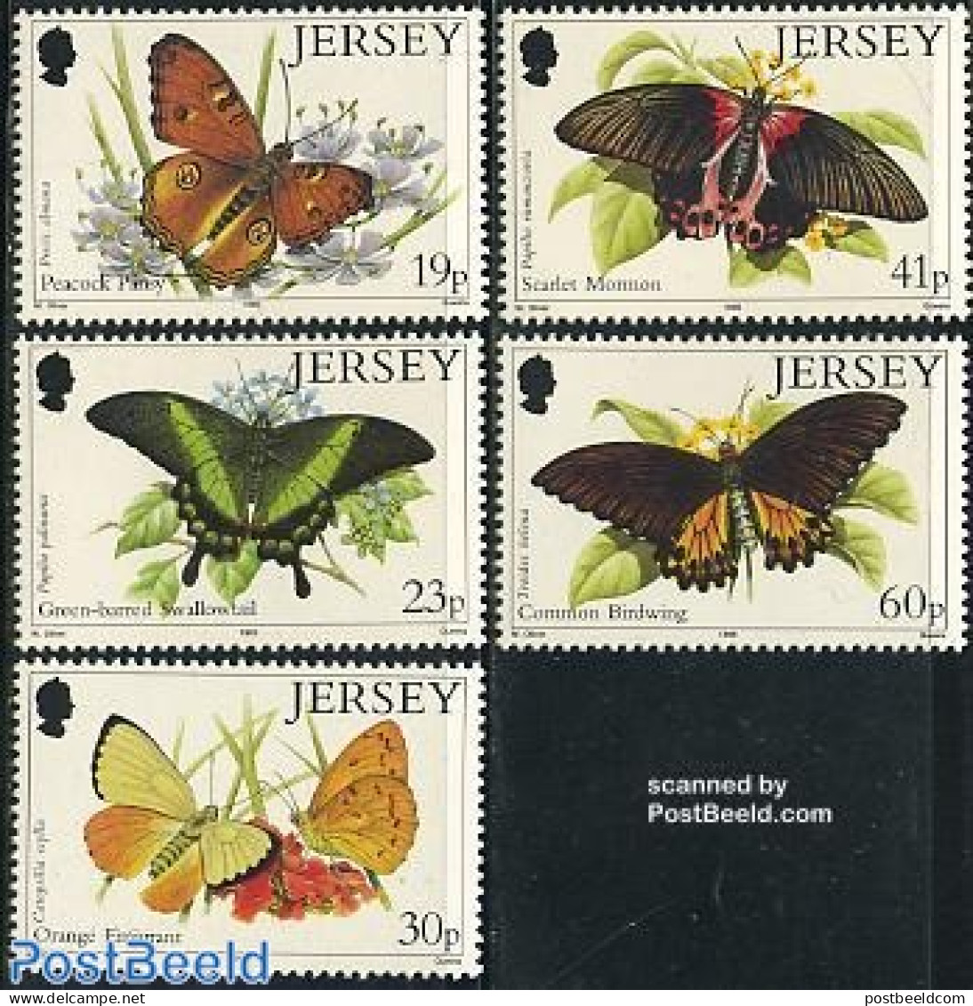 Jersey 1995 Butterflies 5v, Mint NH, Nature - Butterflies - Jersey