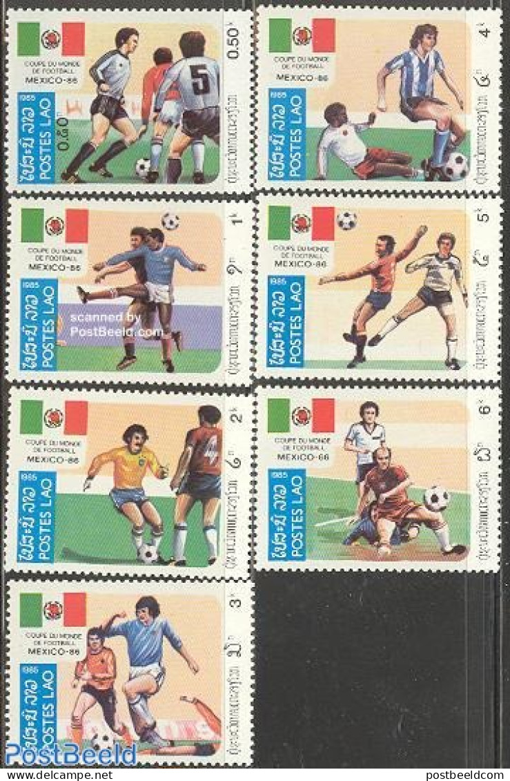Laos 1985 World Cup Football Mexico 7v, Mint NH, Sport - Football - Laos