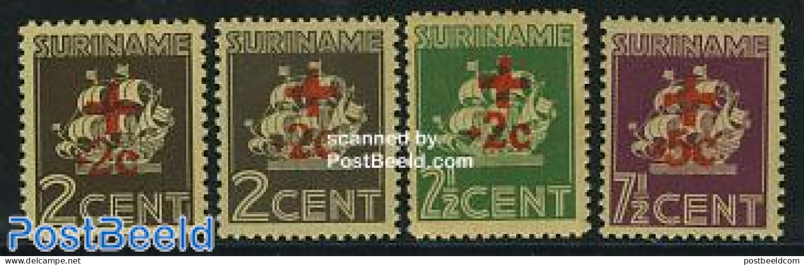 Suriname, Colony 1942 Red Cross 4v, Mint NH, Health - Red Cross - Rode Kruis