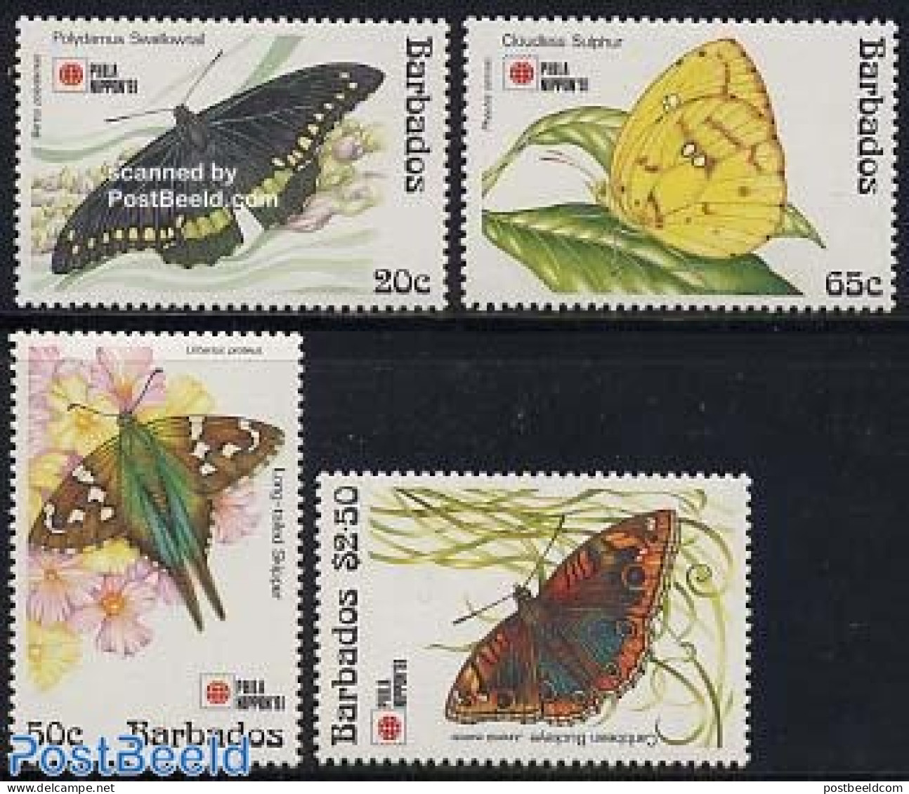 Barbados 1991 Philanippon 4v, Mint NH, Nature - Butterflies - Barbados (1966-...)