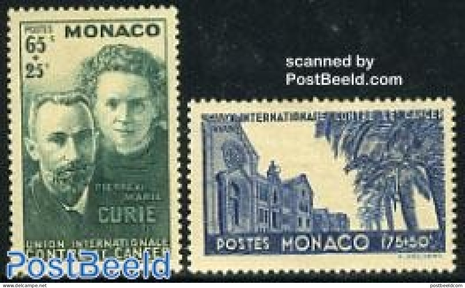Monaco 1938 Radium 2v, Unused (hinged), History - Science - Nobel Prize Winners - Atom Use & Models - Physicians - Nuovi