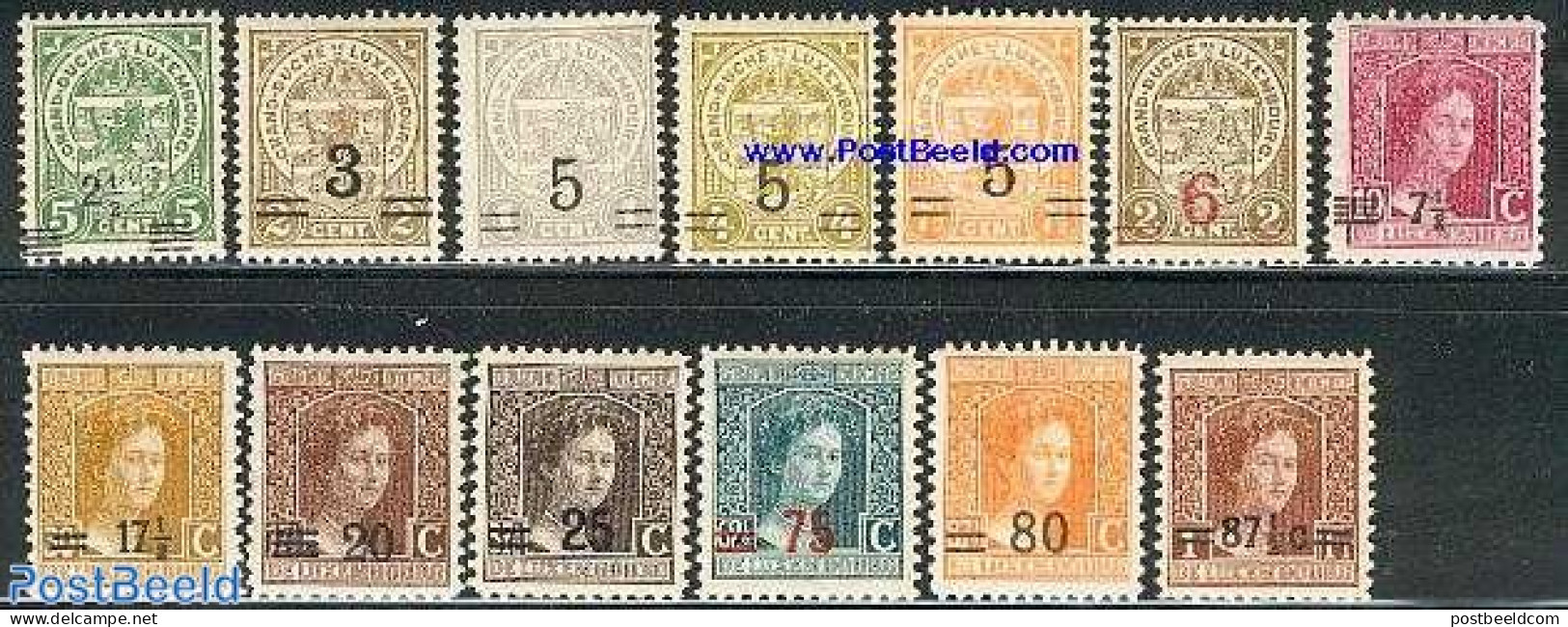 Luxemburg 1915 Overprints 13v, Mint NH - Unused Stamps