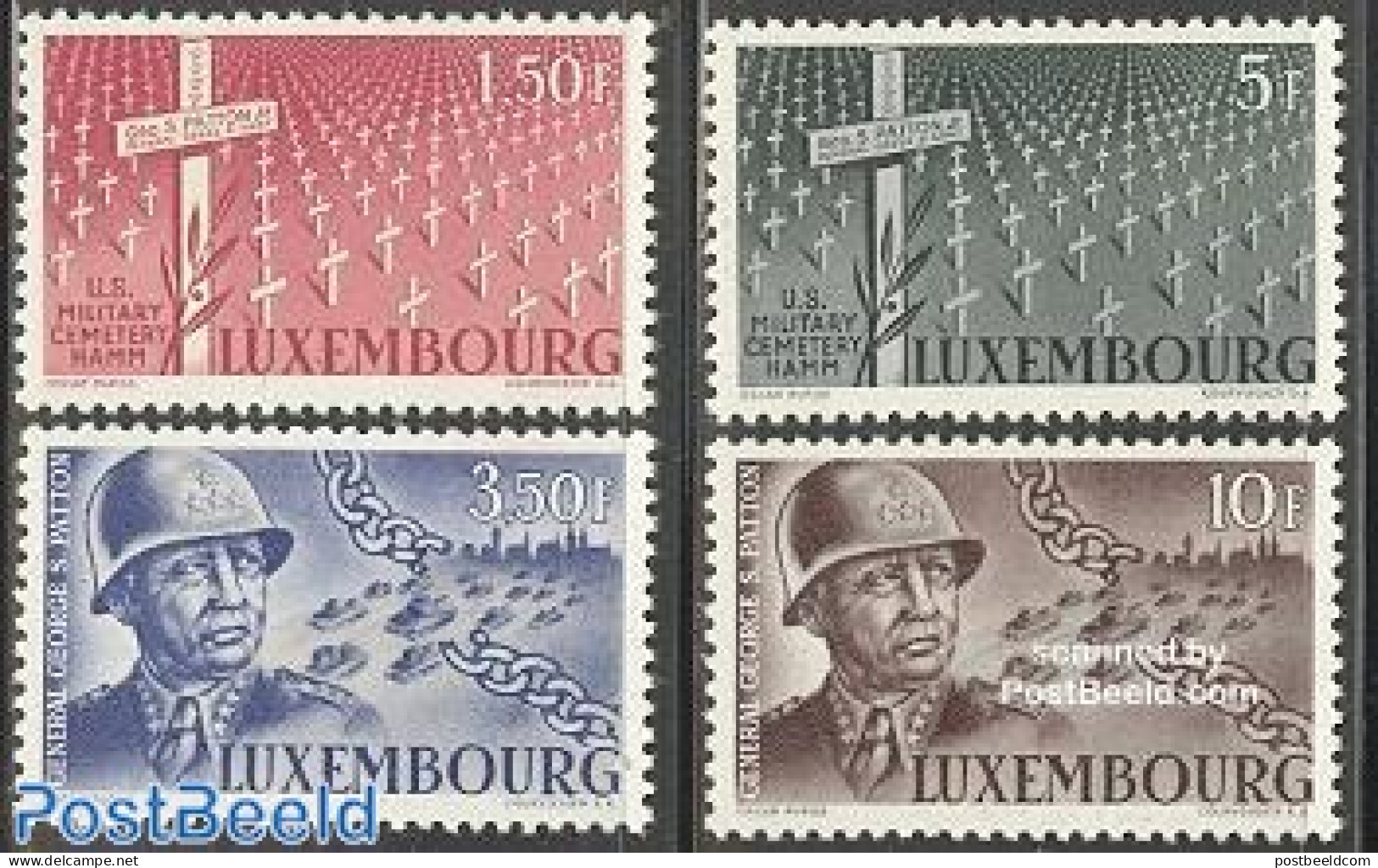 Luxemburg 1947 Gereral Patton 4v, Unused (hinged), History - Militarism - World War II - Unused Stamps
