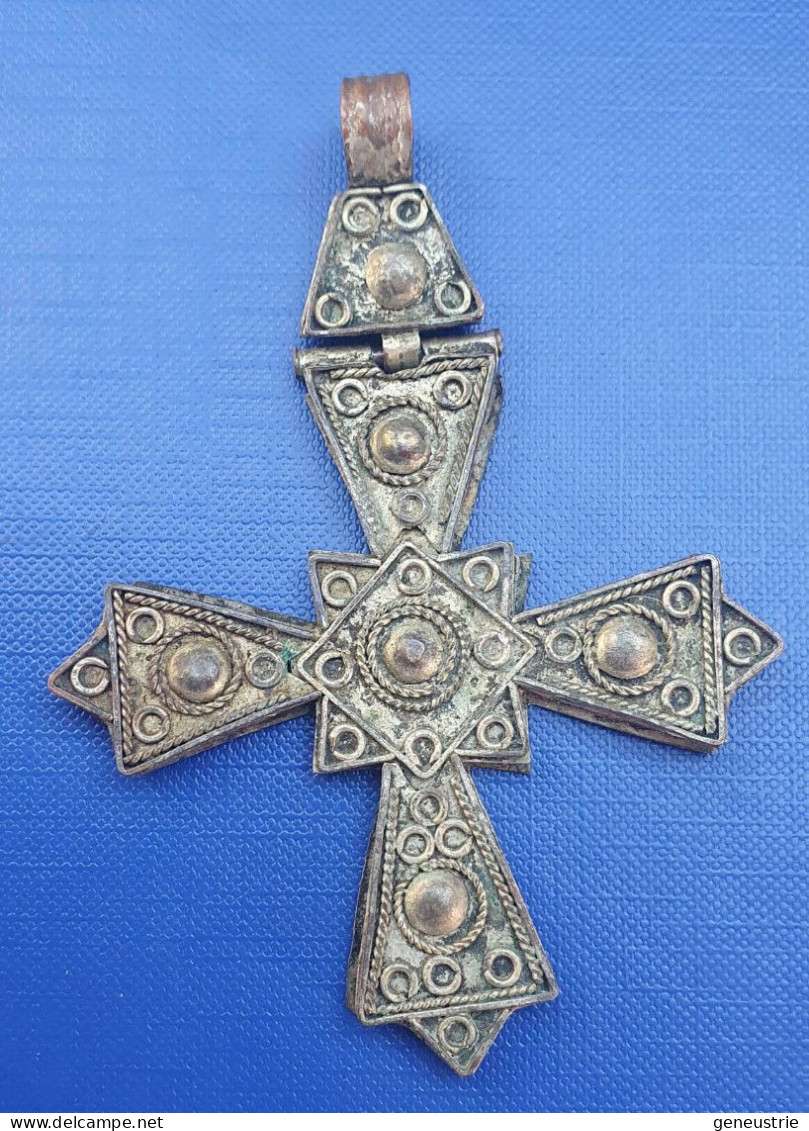 Grande Croix Pectorale éthiopienne Ancienne - Cuivre Argenté - Religious Medal - Religión & Esoterismo