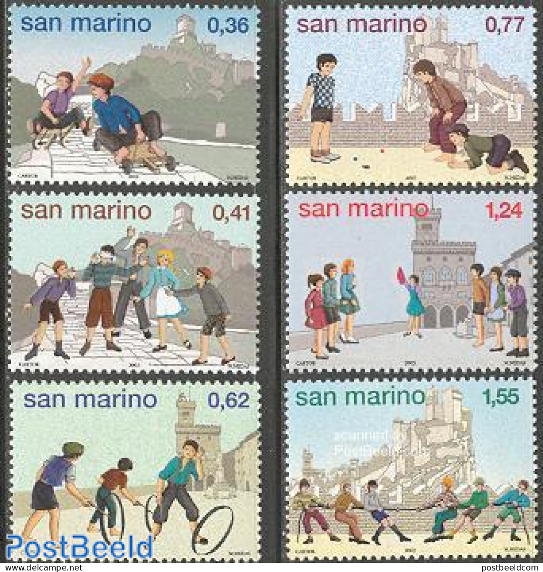 San Marino 2003 Amarcord, Games 6v, Mint NH, Various - Toys & Children's Games - Unused Stamps