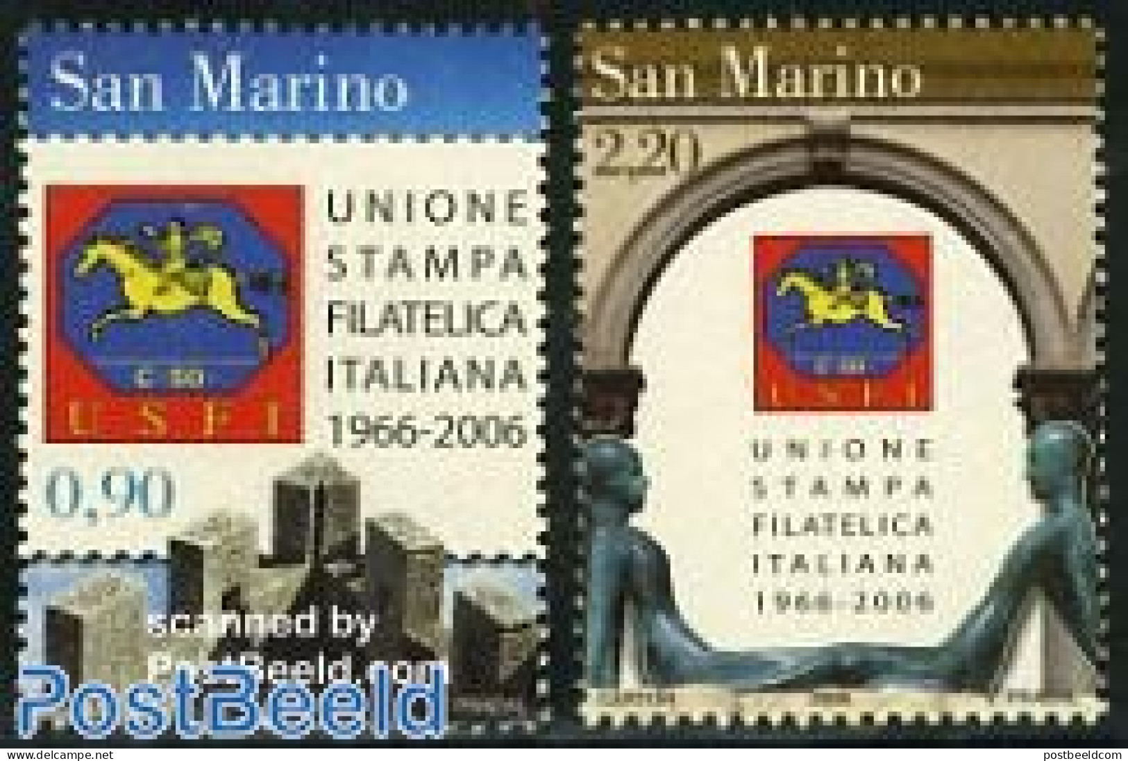San Marino 2006 125 Years Stamp & Philatelic Union 2v, Mint NH, Nature - Horses - Philately - Neufs