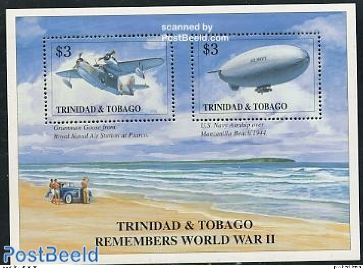 Trinidad & Tobago 1996 End Of World War II S/s, Mint NH, History - Transport - World War II - Aircraft & Aviation - Ze.. - WW2