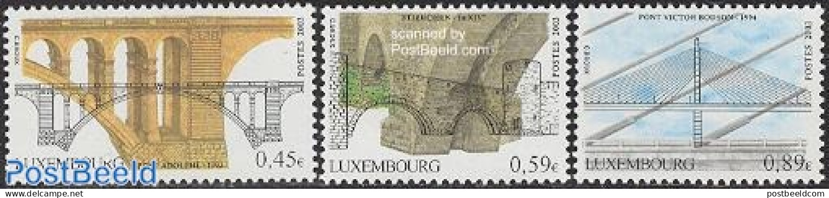 Luxemburg 2003 Bridges 3v, Mint NH, Art - Bridges And Tunnels - Ungebraucht