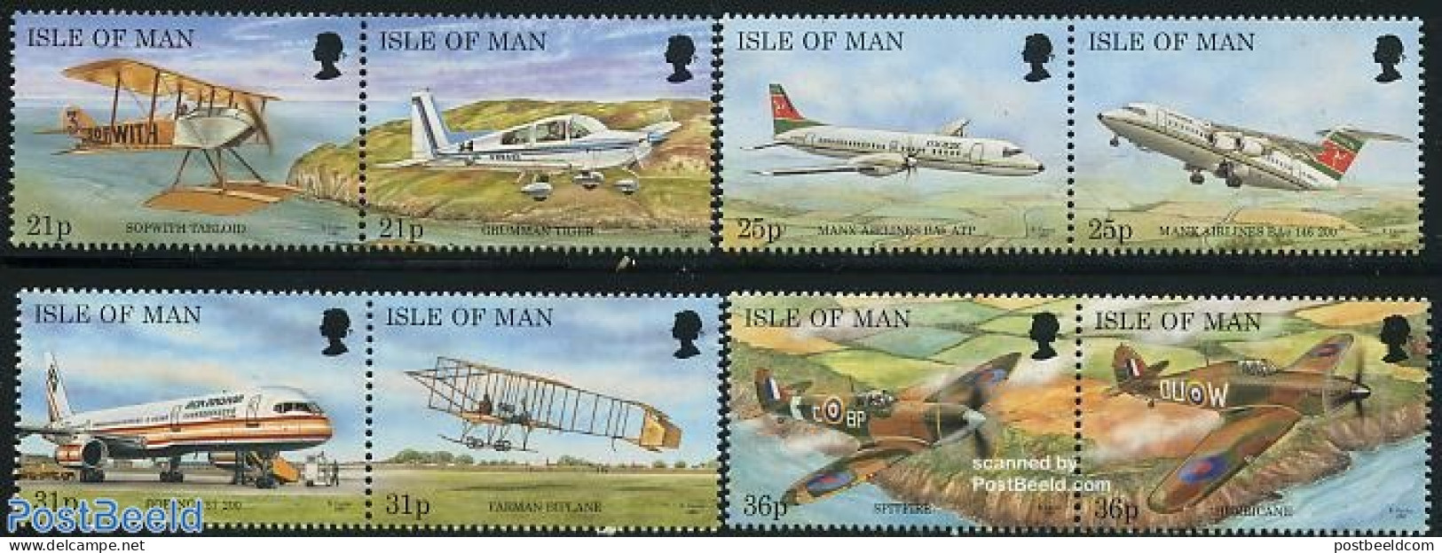 Isle Of Man 1997 Aeroplanes 4x2v [:], Mint NH, Transport - Aircraft & Aviation - Avions