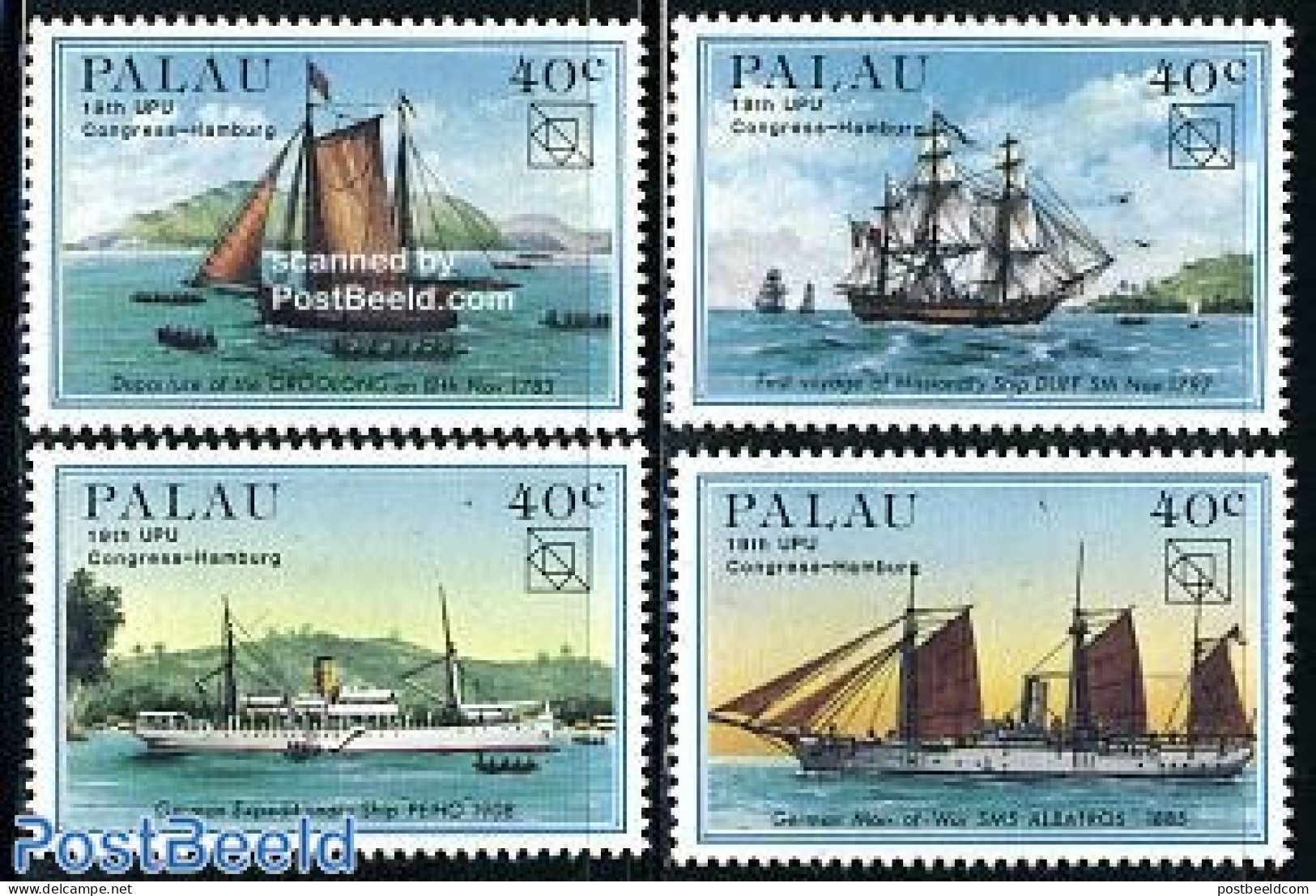 Palau 1984 UPU Congress 4v, Mint NH, Transport - U.P.U. - Ships And Boats - U.P.U.