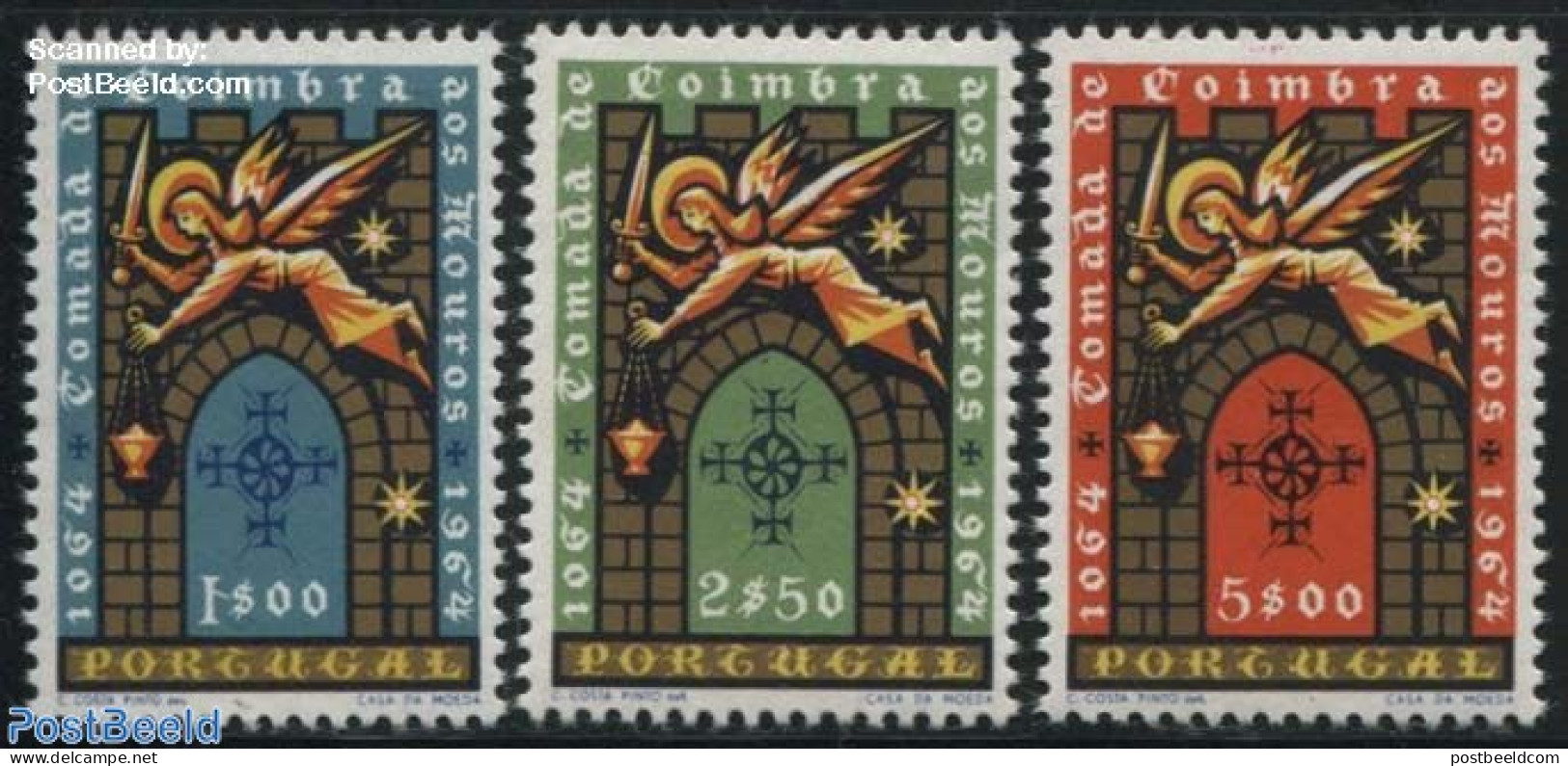 Portugal 1965 900 Years Coimbra 3v, Mint NH, Religion - Angels - Unused Stamps