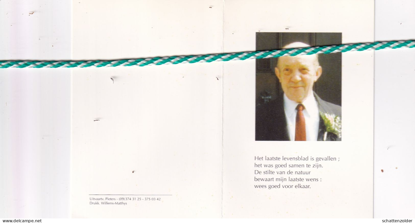 Gerard Verkimpe-Wittevrongel, Knesselare 1924, Sijsele 1997. Foto - Obituary Notices
