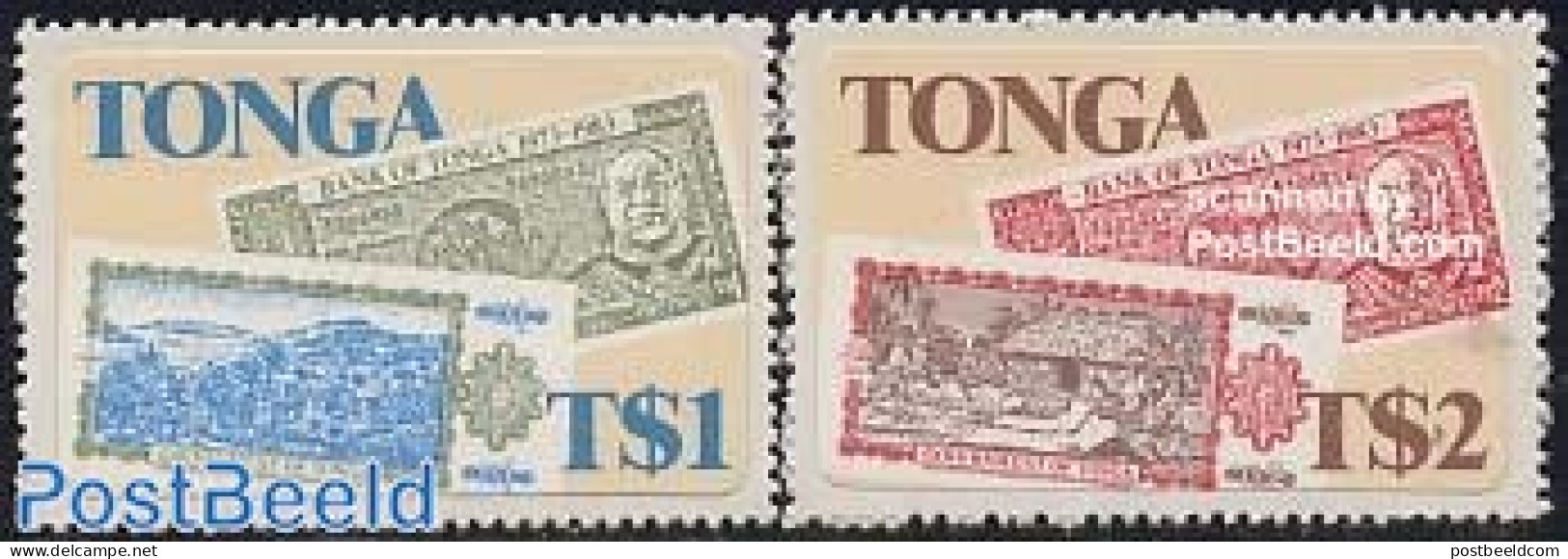 Tonga 1983 Bank Of Tonga 2v, Mint NH, Various - Banking And Insurance - Money On Stamps - Coins