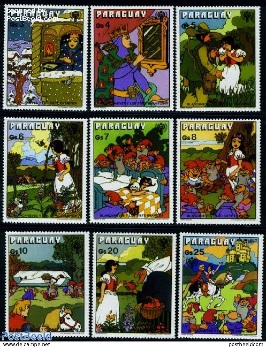 Paraguay 1978 Snowwhite 9v, Year Of The Child, Mint NH, Nature - Various - Horses - Year Of The Child 1979 - Art - Fai.. - Fairy Tales, Popular Stories & Legends
