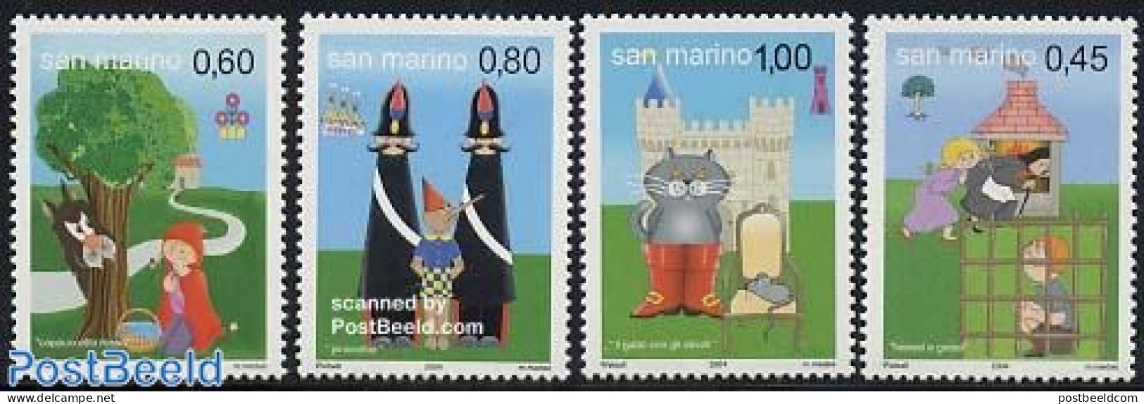 San Marino 2004 Fairy Tales 4v, Mint NH, Nature - Cats - Art - Children's Books Illustrations - Fairytales - Ongebruikt